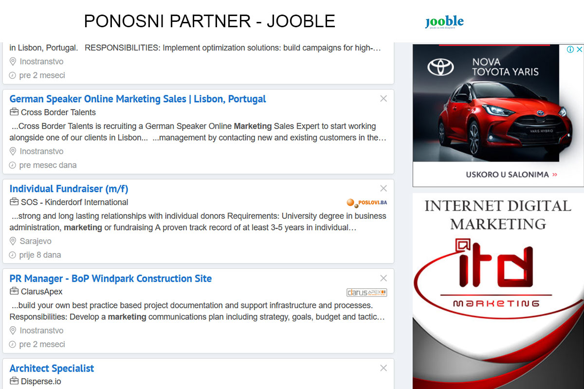 Ponosni partner Jooble – najveći svjetski pretraživač poslova